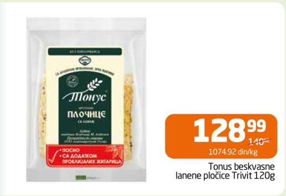 Tonus beskvasne lanene pločice Trivit 120g