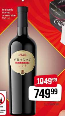 Pro corde Vranac crveno vino 750 ml