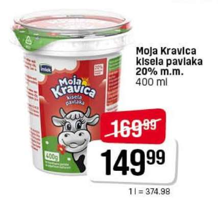 Moja Kravica kisela pavlaka 20% m.m.