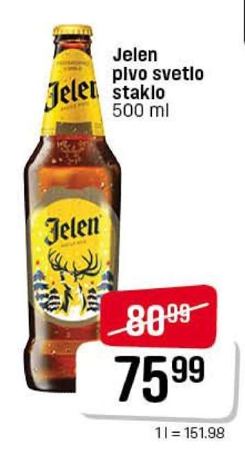 Jelen pivo svetlo staklo