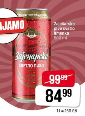 Zaječarsko pivo svetlo limenka