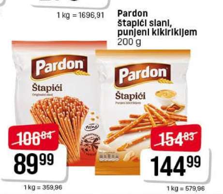 Pardon štapići slani, punjeni kikirikijem