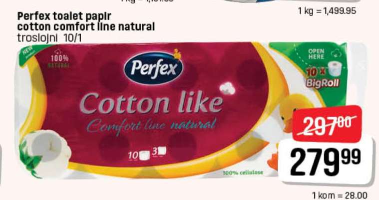 Perfex toilet paper cotton comfort line natural