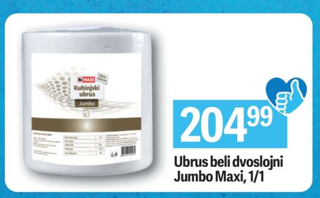 Ubrus beli dvoslojni Jumbo Maxi 1/1