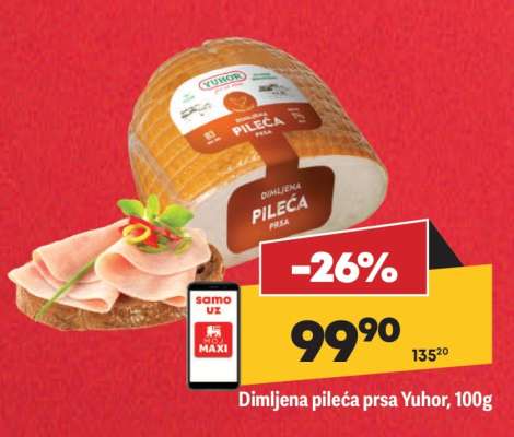 Dimljena pileća prsa Yuhor, 100g