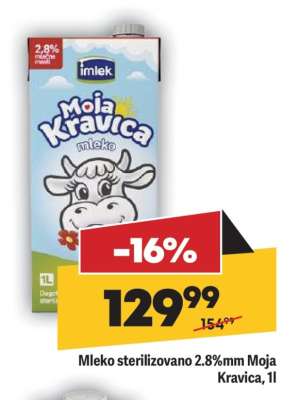 Mleko sterilizovano 2.8 mm Moja kravica 1L