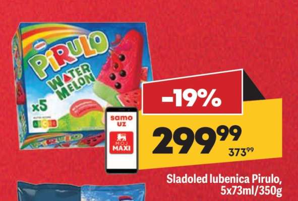 Sladoled lubenica Pirulo, 5x73ml/350g