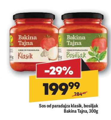 Sos od paradajza klasik, bosiljak Bakina Tajna, 300g