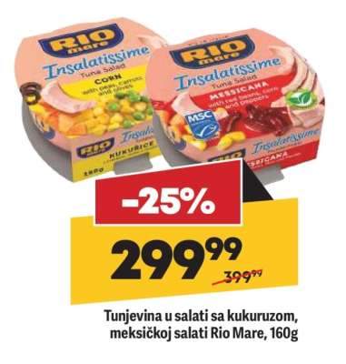 Tunjevina u salati sa kukuruzom , meksičkoj salati Rio Mare 160g