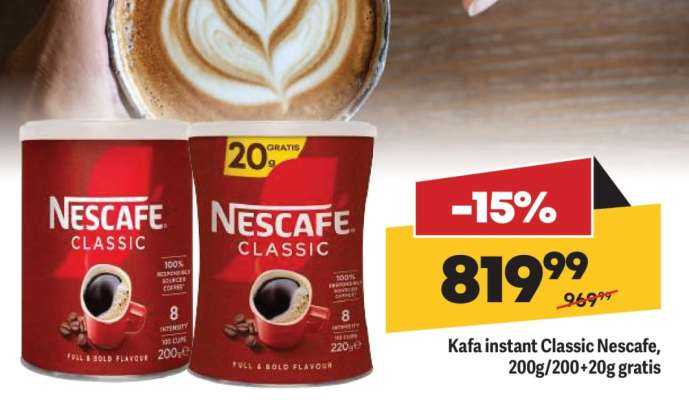 Kafa instant Classic Nescafe, 200g, 200+20g gratis