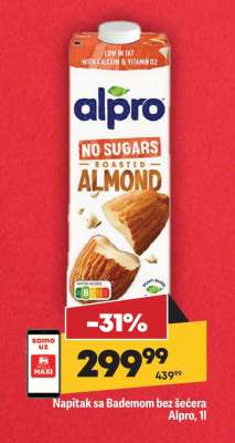 Napitak sa Bademom bez šećera Alpro, 1l