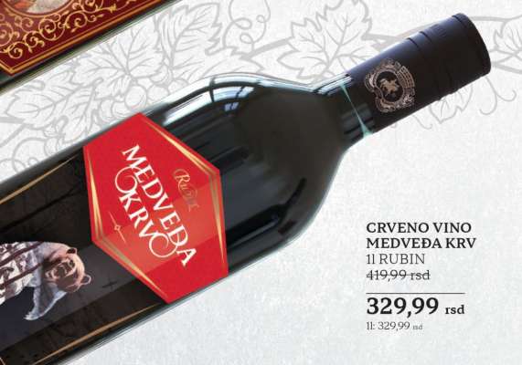 CRVENO VINO MEDVEĐA KRV 1L RUBIN