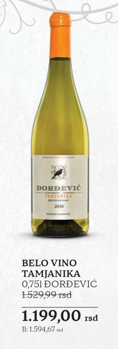 BELO VINO TAMJANIKA 0,75l ĐORĐEVIĆ