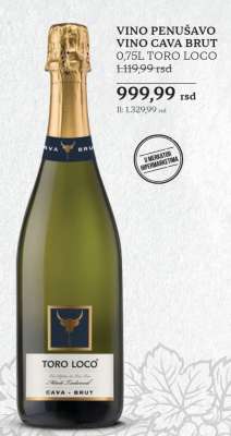 VINO PENUŠAVO VINO CAVA BRUT 0,75L TORO LOCO
