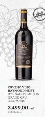 CRVENO VINO RAYMOND HUET 0,75l SAINT EMILION GRAND CRU