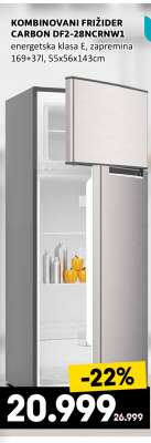 KOMBINOVANI FRIŽIDER CARBON DF2-28NCRNW1