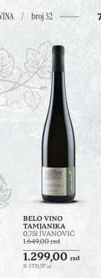 BELO VINO TAMJANIKA 0,75l IVANOVIĆ