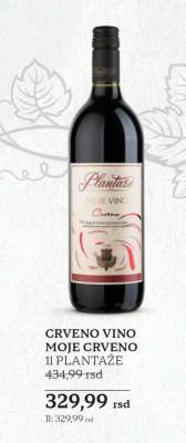 CRVENO VINO MOJE CRVENO 11 PLANTAŽE