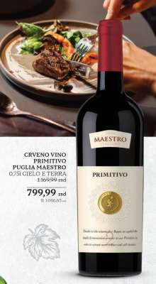 CRVENO VINO PRIMITIVO PUGLIA MAESTRO 0,75l CIELO E TERRA