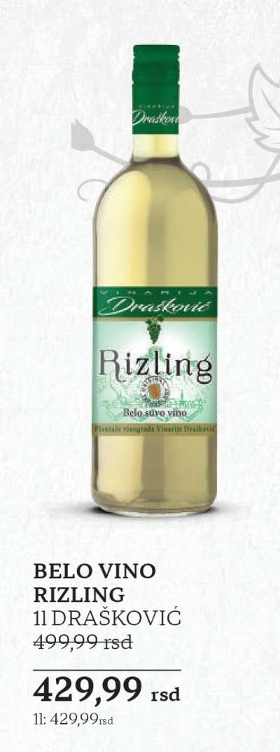 BELO VINO RIZLING 1l DRAŠKOVIĆ