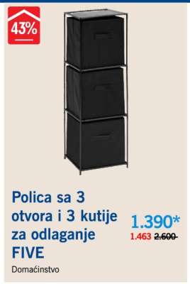 Polica sa 3 otvora i 3 kutije za odlaganje FIVE