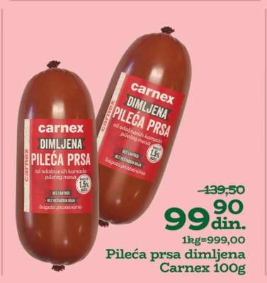 Pileća prsa dimljena Carnex 100g