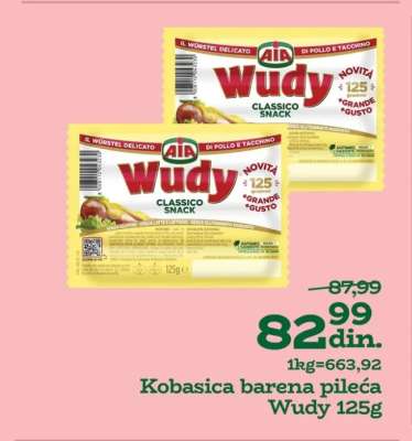 Kobasica barena pileća Wudy 125g