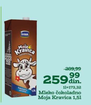 Mleko čokoladno Moja kravica 1,5l