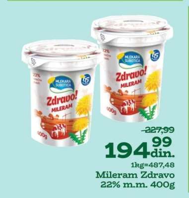 Mileram Zdravo 22% m.m. 400g