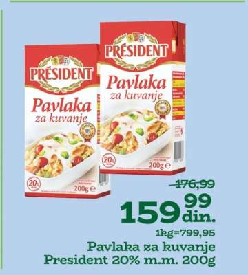 Pavlaka za kuvanje President 20% m.m. 200g