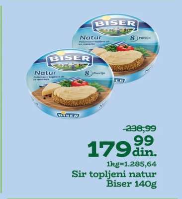 Sir topljeni natur Biser, 140g