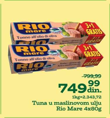 Tuna u maslinovom ulju Rio Mare 4x80g