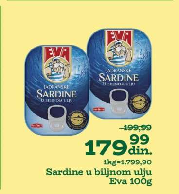 Sardine u biljnom ulju Eva 100g