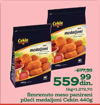 Smrznuto meso panirani pileći medaljoni Cekin 440g