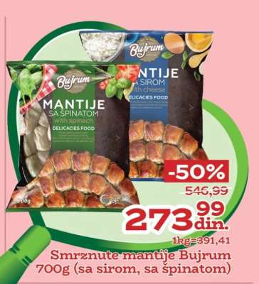 Smrznute mantije Bujrum 700g (sa sirom, sa spinatom)