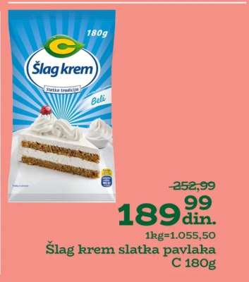 Šlag krem slatka pavlaka C 180g