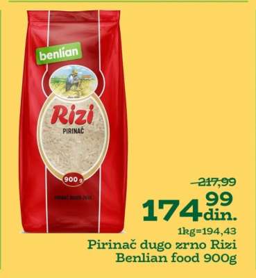 Pirinac dugo zrno Rizi Benlian food 900g