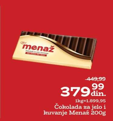 Čokolada za jelo i kuvanje Menaž 200g