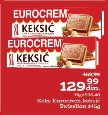 Keks Eurocrem keksić Swisslion 145g