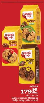 Keks cookies Najlepše želje 145g (više vrsta)