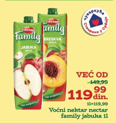 Voćni nektar Nectar Family jabuka 1l