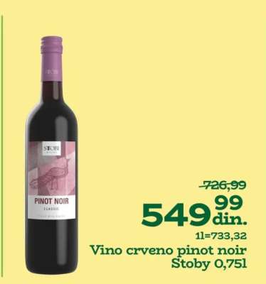 Vino crveno pinot noir Stoby 0,75l