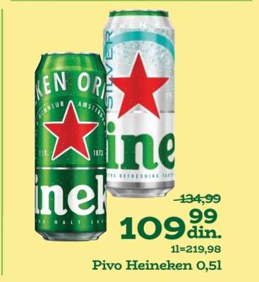 Pivo Heineken 0,5l