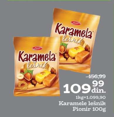Karamele lešnik Pionir 100g