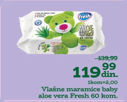 Vlažne maramice baby aloe vera Fresh 60 kom.