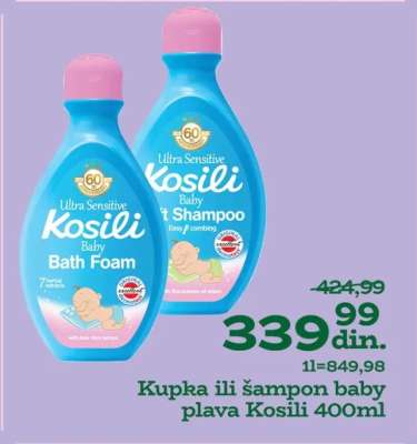 Kupka ili šampon baby plava Kosili 400ml