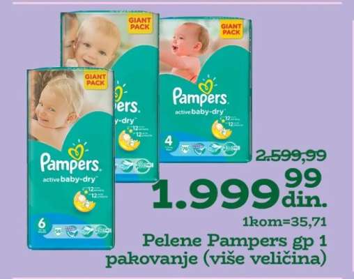 Pelene pampers gp 1 pakovanje (više veličina)