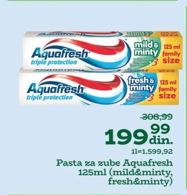 Pasta za zube Aquafresh 125ml (mild&minty, fresh&minty)