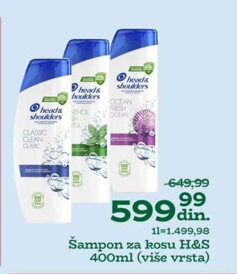 Šampon za kosu H&S 400ml (više vrsta)
