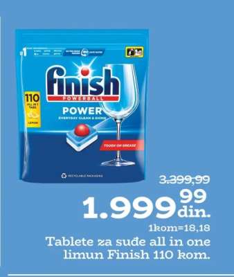 Tablete za sude all in one limun Finish 110 kom.